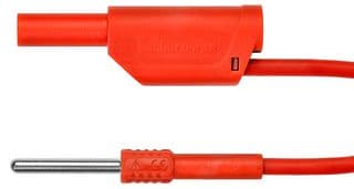 AL 8323 / 1 / 100 / RT - SCHUTZINGER - AL 8323 / 1 / 100 / RT - Test Patch Lead, 4mm Stackable Banana Plug, Shrouded, Pin Tip Plug, 3.3 ft, 1 m, Red, 19 A