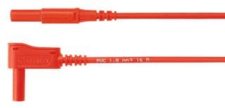 MSWFK A241 / 1 / 150 / RT - SCHUTZINGER - MSWFK A241 / 1 / 150 / RT - Banana Test Lead, 4mm Banana Plug, Shrouded, 4mm Right Angle Banana Plug, Shrouded, 5 ft, 1.5 m