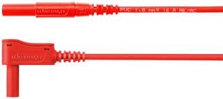 MSWFK A341 / 1 / 100 / RT - SCHUTZINGER - MSWFK A341 / 1 / 100 / RT - Banana Test Lead, 4mm Banana Plug, Shrouded, 4mm Right Angle Banana Plug, Shrouded, 3.3 ft, 1 m