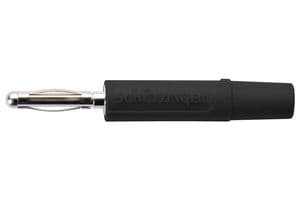 FK 02 L NI / SW - SCHUTZINGER - FK 02 L NI / SW - Banana Test Connector, 2mm, Plug, Cable Mount, 10 A, 70 VDC, Nickel Plated Contacts, Black
