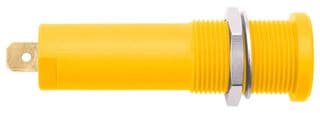 HSEB 3125 L AU / GE - SCHUTZINGER - HSEB 3125 L AU / GE - Banana Test Connector, Jack, Panel Mount, 16 A, 1 kV, Gold Plated Contacts, Yellow