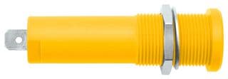 HSEB 3125 L NI / GE - SCHUTZINGER - HSEB 3125 L NI / GE - Banana Test Connector, Jack, Panel Mount, 16 A, 1 kV, Nickel Plated Contacts, Yellow