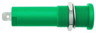HSEB 3125 L NI / GN - SCHUTZINGER - HSEB 3125 L NI / GN - Banana Test Connector, Jack, Panel Mount, 16 A, 1 kV, Nickel Plated Contacts, Green
