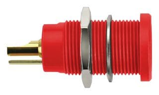 KBU 7992 L AU / RT - SCHUTZINGER - KBU 7992 L AU / RT - Banana Test Connector, Jack, Panel Mount, 10 A, 60 VDC, Gold Plated Contacts, Red