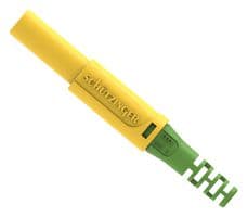 SFK 30 S NI / OK / GNGE - SCHUTZINGER - SFK 30 S NI / OK / GNGE - Banana Test Connector, Plug, Cable Mount, 32 A, 1 kV, Nickel Plated Contacts, Green, Yellow
