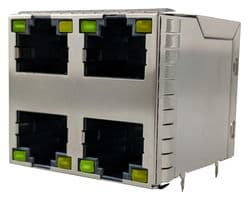 RJSGE4887441 - AMPHENOL COMMUNICATIONS SOLUTIONS - RJSGE4887441 - Modular Connector, RJ45 Jack, 2 x 2 (Stacked), 8P8C, Cat5e, Through Hole Mount