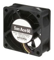 9G0612P4S0011 - SANYO DENKI - 9G0612P4S0011 - DC Axial Fan, 12 V, Square, 60 mm, 25 mm, Ball Bearing, 49.4 CFM