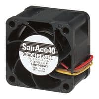 9GA0412P3G01 - SANYO DENKI - 9GA0412P3G01 - DC Axial Fan, 12 V, Square, 40 mm, 28 mm, Ball Bearing, 21.5 CFM