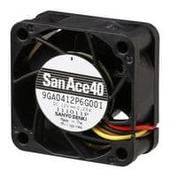 9GA0412P6F001 - SANYO DENKI - 9GA0412P6F001 - DC Axial Fan, 12 V, Square, 40 mm, 20 mm, Ball Bearing, 7.4 CFM