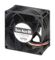 9GV0812P1G031 - SANYO DENKI - 9GV0812P1G031 - DC Axial Fan, 12 V, Square, 80 mm, 38 mm, Ball Bearing, 138 CFM