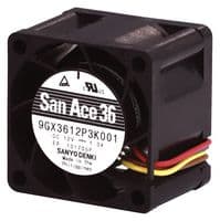 9GX3612P3K001 - SANYO DENKI - 9GX3612P3K001 - DC Axial Fan, 12 V, Square, 36 mm, 28 mm, Ball Bearing, 24.4 CFM