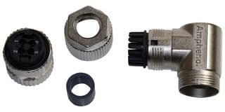 MSDS-04BFFC-SR7001 - AMPHENOL LTW - MSDS-04BFFC-SR7001 - Sensor Connector, M Series, M12, Female, 4 Positions, Crimp Socket, Right Angle Cable Mount