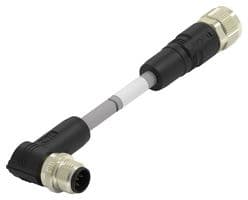 TAA75AA1611-002 - TE CONNECTIVITY - TAA75AA1611-002 - Sensor Cable, 5P, DeviceNet, 90° M12 Plug, M12 Receptacle, 5 Positions, 1 m, 3.28 ft