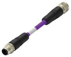 TAB62535501-002 - TE CONNECTIVITY - TAB62535501-002 - Sensor Cable, 2P, PROFIBUS, M12 Plug, M12 Receptacle, 2 Positions, 1 m, 3.28 ft