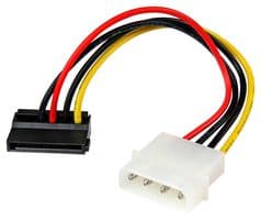 SATAPOWADPL - STARTECH - SATAPOWADPL - Computer Cable, 6in 4 Pin LP4 to Left Angle SATA Power Cable Adapter