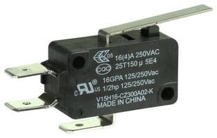 V15H16-CZ300A02-K - HONEYWELL - V15H16-CZ300A02-K - Microswitch, Standard, Straight Lever, SPDT, Quick Connect, 16 A