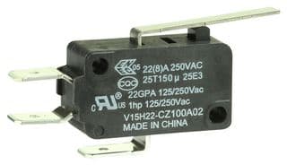 V15H22-CZ100A02 - HONEYWELL - V15H22-CZ100A02 - Microswitch, Standard, Straight Lever, SPDT, Quick Connect, 22 A