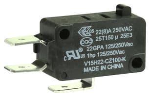 V15H22-CZ100-K - HONEYWELL - V15H22-CZ100-K - Microswitch, Standard, Pin Plunger, SPDT, Quick Connect, 22 A