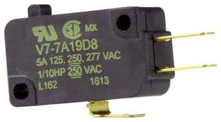 V7-7A19D8 - HONEYWELL - V7-7A19D8 - Microswitch, Miniature, Pin Plunger, SPDT, Quick Connect, 5 A