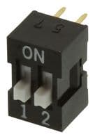 A6E-2101-N - OMRON - A6E-2101-N - DIP / SIP Switch, 2 Circuits, Slide, Through Hole, SPST, 24 V, 25 mA