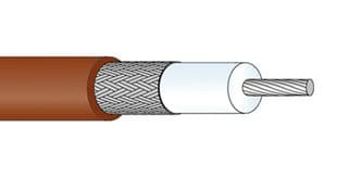 RG_316_/U - HUBER+SUHNER - RG_316_/U - Coaxial Cable, RG316, RG316/U, SPCCS (Silver Plated Copper Coated Steel), 2.5 mm, 50 ohm, Brown