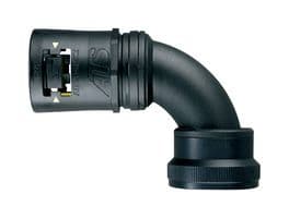 7TCA296170R0579 - ABB - 7TCA296170R0579 - Conduit Connector, 90 Degree, 34 mm, Nylon 6.6/TPE/Brass Tread, Black/Yellow