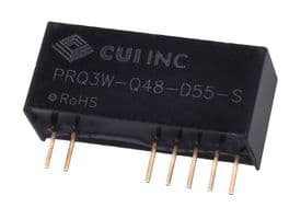 PRQ3W-Q48-D512-S - CUI - PRQ3W-Q48-D512-S - Isolated Through Hole DC/DC Converter, ITE, SIP, 4:1, 3 W, 2 Output, 5 V