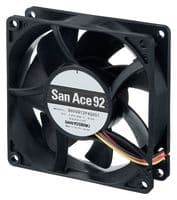 9HV0912P4G001 - SANYO DENKI - 9HV0912P4G001 - DC Axial Fan, 12 V, Square, 92 mm, 25 mm, Ball Bearing, 118 CFM