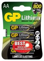15LF - GP BATTERIES - 15LF - Battery, 1.5 V, AA, Lithium Iron Disulphide, Raised Positive and Flat Negative, 4