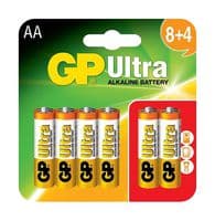 GPPCA15AU080 - GP BATTERIES - GPPCA15AU080 - Battery, Ultra, Pack of 8+4, 1.5 V, AA, Alkaline, Raised Positive and Flat Negative, 12