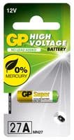 GPPBA27AF007 - GP BATTERIES - GPPBA27AF007 - Battery, 12 V, A27, Alkaline, 18 mAh, Raised Positive and Flat Negative, 1