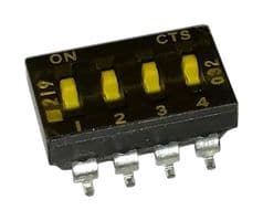 219-4MST - CTS - 219-4MST - DIP / SIP Switch, 4 Circuits, Slide, Surface Mount, SPST, 50 V, 100 mA