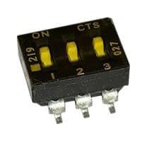 219-3MST - CTS - 219-3MST - DIP / SIP Switch, 3 Circuits, Slide, Surface Mount, SPST, 50 V, 100 mA