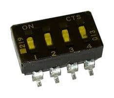 219-4LPST - CTS - 219-4LPST - DIP / SIP Switch, 4 Circuits, Flush Slide, Surface Mount, SPST, 50 V, 100 mA