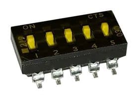 219-5MST - CTS - 219-5MST - DIP / SIP Switch, 5 Circuits, Slide, Surface Mount, SPST, 50 V, 100 mA