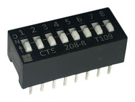 208-8 - CTS - 208-8 - DIP / SIP Switch, 8 Circuits, Slide, Through Hole, SPST, 50 V, 100 mA