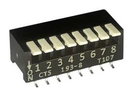 193-8MSR - CTS - 193-8MSR - DIP / SIP Switch, 8 Circuits, Piano Key, Surface Mount, SPST, 50 V, 100 mA
