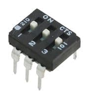 210-3MS - CTS - 210-3MS - DIP / SIP Switch, 3 Circuits, Slide, Through Hole, SPST, 50 V, 100 mA