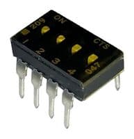 209-4LPST - CTS - 209-4LPST - DIP / SIP Switch, 4 Circuits, Flush Slide, Through Hole, SPST, 50 V, 100 mA