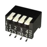 193-4MSR - CTS - 193-4MSR - DIP / SIP Switch, 4 Circuits, Piano Key, Surface Mount, SPST, 50 V, 100 mA