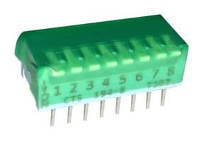 194-8MST - CTS - 194-8MST - DIP / SIP Switch, 8 Circuits, Piano Key, Through Hole, SPST, 50 V, 100 mA