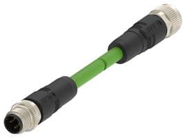 TAD14541111-002... - TE CONNECTIVITY - TAD14541111-002... - Sensor Cable, D-Code, M12 Plug, M12 Receptacle, 4 Positions, 1 m, 3.3 ft, TAD Series
