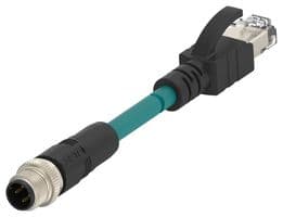 TCD2473A201-020 - TE CONNECTIVITY - TCD2473A201-020 - Sensor Cable, D-Code, M12 Plug, RJ45 Plug, 4 Positions, 2 m, 6.6 ft
