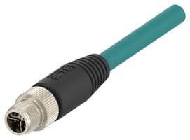 TAX3812A202-002 - TE CONNECTIVITY - TAX3812A202-002 - Sensor Cable, X-Code, M12 Plug, Free End, 8 Positions, 1 m, 3.3 ft