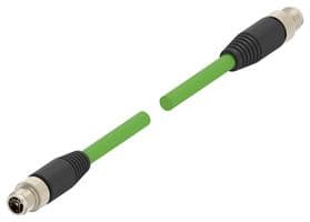 TAX38725102-004 - TE CONNECTIVITY - TAX38725102-004 - Sensor Cable, X-Code, M12 Plug, M12 Plug, 8 Positions, 3 m, 9.8 ft