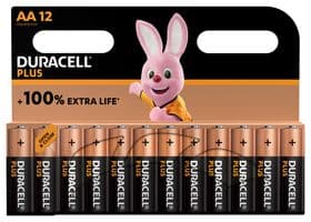 MN1500 P12 +/PWR - DURACELL - MN1500 P12 +/PWR - Battery, 1.5 V, AA, Alkaline, Raised Positive and Flat Negative, 12