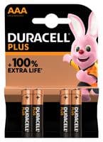 MN2400 P4 +/PWR - DURACELL - MN2400 P4 +/PWR - Battery, 1.5 V, AAA, Alkaline, Raised Positive and Flat Negative, 4