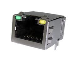 RJE49-188-1411 - AMPHENOL COMMUNICATIONS SOLUTIONS - RJE49-188-1411 - Modular Connector, RJ45 Jack, 1 x 1 (Port), 8P8C, Cat6, Through Hole Mount