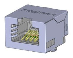 RJE3A1886402 - AMPHENOL COMMUNICATIONS SOLUTIONS - RJE3A1886402 - Modular Connector, RJ45 Jack, 1 x 1 (Port), 8P8C, Cat5e, Surface Mount
