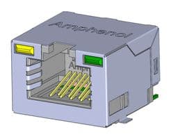 RJE3A1886411 - AMPHENOL COMMUNICATIONS SOLUTIONS - RJE3A1886411 - Modular Connector, RJ45 Jack, 1 x 1 (Port), 8P8C, Cat5e, Surface Mount